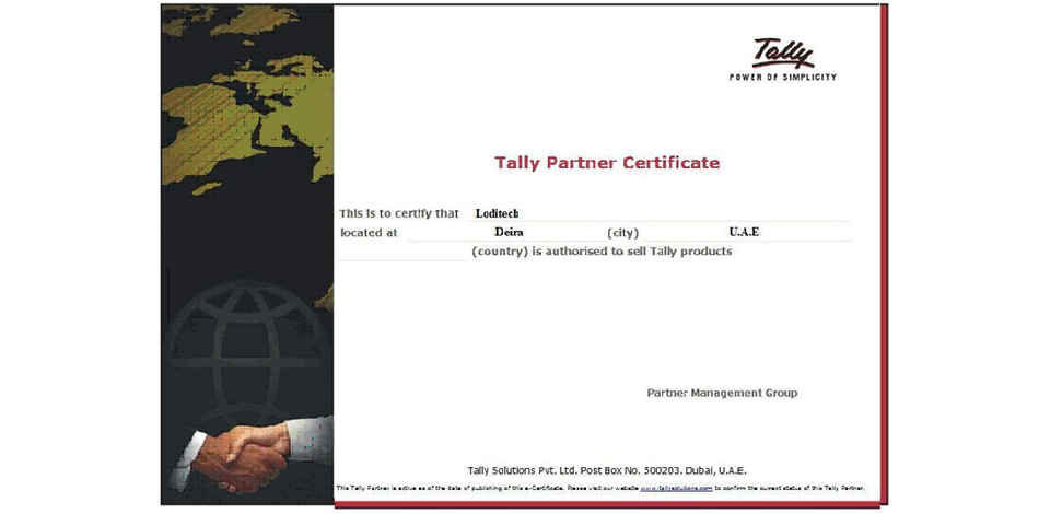 Tally Partner Certificate